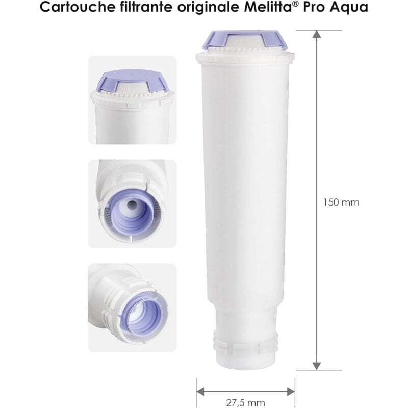 Filtre ProAqua (154 x 44 x 44 mm) pour machine à café Melitta Krups, Nivona - 6778754
