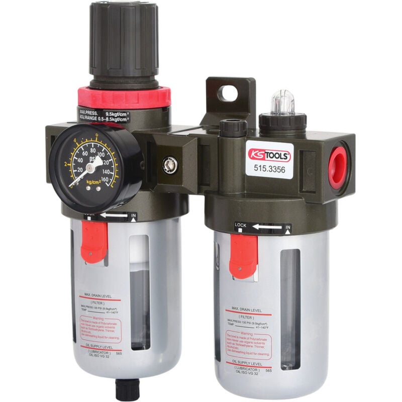 Kstools - ks Tools - Filtre régulateur de pression assécheur et lubrificateur 1/2'' - 515.3356