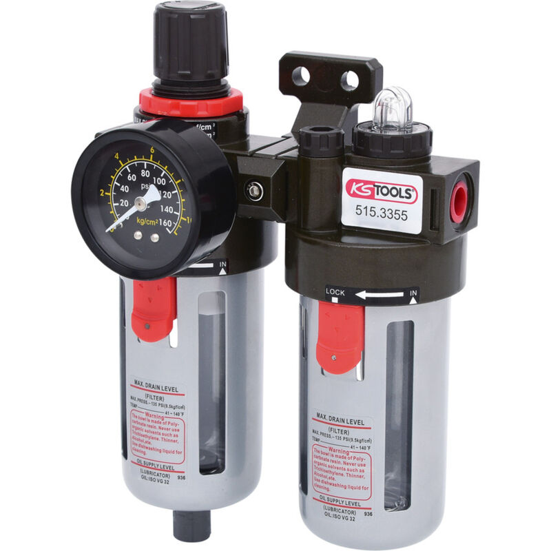 Kstools - ks Tools - Filtre régulateur de pression assécheur et lubrificateur 1/4'' - 515.3355