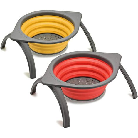 Filtre rond multifonctionnel pliable de cuisine (rouge et jaune)