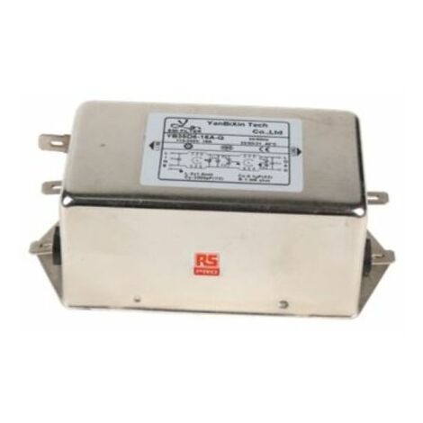Filtre secteur RS PRO, 16A max, 2 phases, 250 V c.a. max, Montage sur châssis ( Prix pour 1 )