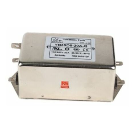 Filtre secteur RS PRO, 20A max, 2 phases, 250 V c.a. max, Montage sur châssis ( Prix pour 1 )
