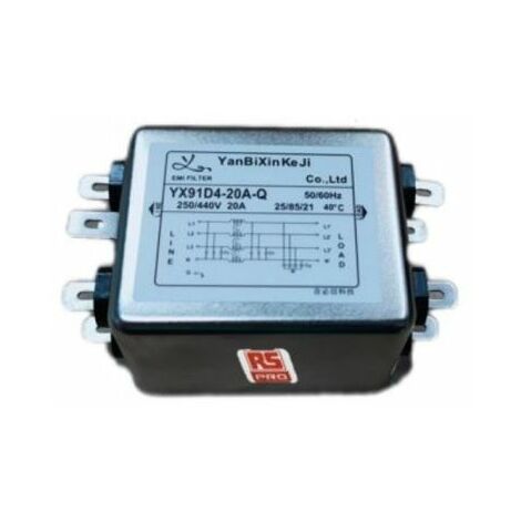 Filtre secteur RS PRO, 20A max, 3 phases, 520 V c.a. max, Montage sur châssis ( Prix pour 1 )