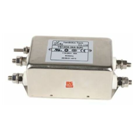 Filtre secteur RS PRO, 36A max, 2 phases, 250 V c.a. max, Montage sur châssis