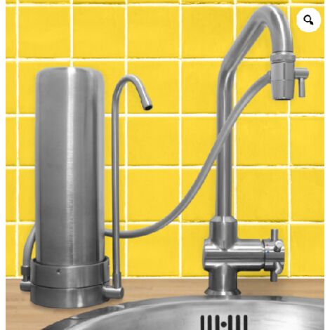 Filtre sur évier inox 100% – Cartouche RTECA pour filtration efficace – Résistant à la corrosion – Eau pure et saine – Hydropure
