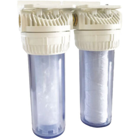 Filtre sous évier Aquaphos MK 3/4' – Système double avec cartouche 20µ et polyphosphate 700g – Protection contre le tartre – Merkur