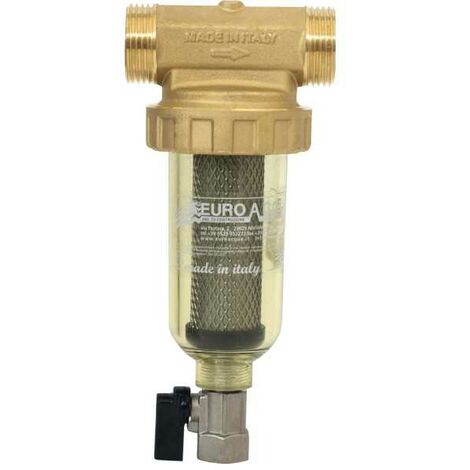 Filtre à sable ¾''-1'' – Débit 25/30 Lt/min – Tête laiton et cartouche inox – Filtration 100 Micron pour espaces limités – Euroacque