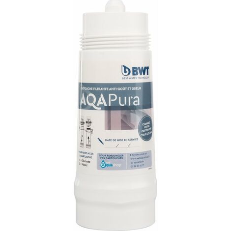 BWT – Cartouche filtrante AQA Pura – Filtration eau potable avec charbon actif – Capacité 10 000L – Débit 3 L/min – Finesse 20 microns