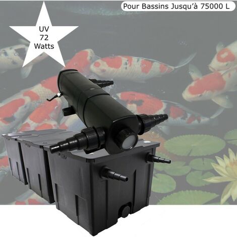 Filtre + UV Stérilisateur 72W, Pour Bassin De Jardin Jusqu'à 75000L