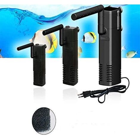 Filtre vertical interne pour aquariums de 300 à 1000 L/h avec pompe de filtration intégrée, lavable, en plastique noir (AP-300L) - AquaForge