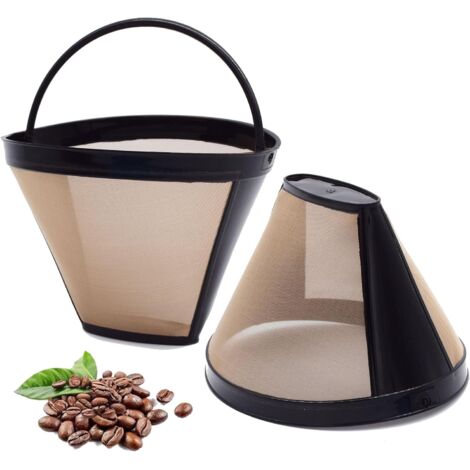 Filtres à café réutilisables coniques n° 4, remplacement pour panier. Compatibles avec les machines à café Cuisinart (2 filtres réutilisables).