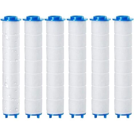 Filtres de douche remplaçables 6 pièces 9,5 x 2,4 cm, filtre de douche amovible, osmose inverse, filtration du chlore, du fluor et des particules (9,5 x 2,4 cm)