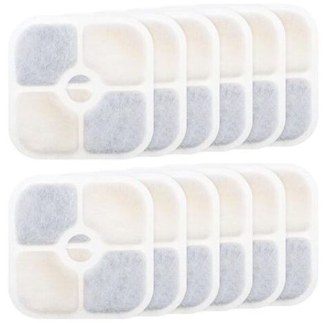 Filtres de fontaine à eau 12 pièces - pour Catit PIXI 43717 - Filtre à charbon actif - Haute qualité - Purifiant - Recharge - Filtres de fontaine pour animaux de compagnie - Rectangle - Fontaine pour