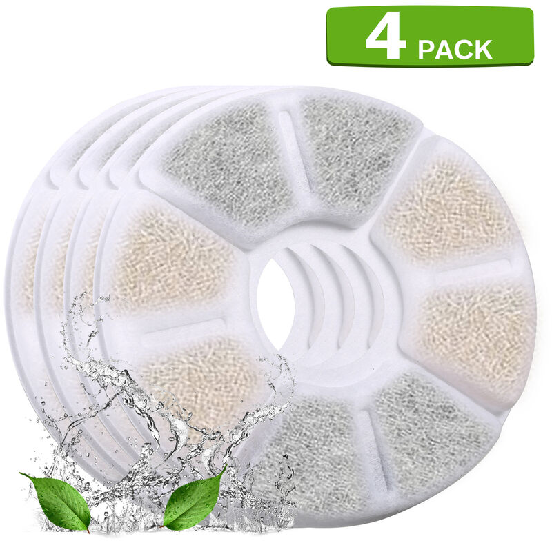 Filtres De Fontaine A Eau De Chat Filtres De Remplacement Pour 84 Oz / 2.5L De Eau Automatique 3 Systeme De Filtration, 4 Pcs