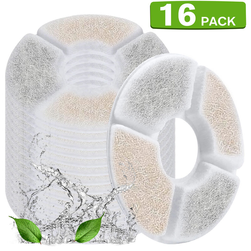 Filtres De Fontaine A Eau Pour Chat Filtres De Remplacement Pour 84 Oz / 2.5L De Compagnie 3 Systeme De Filtration, 16 Pcs