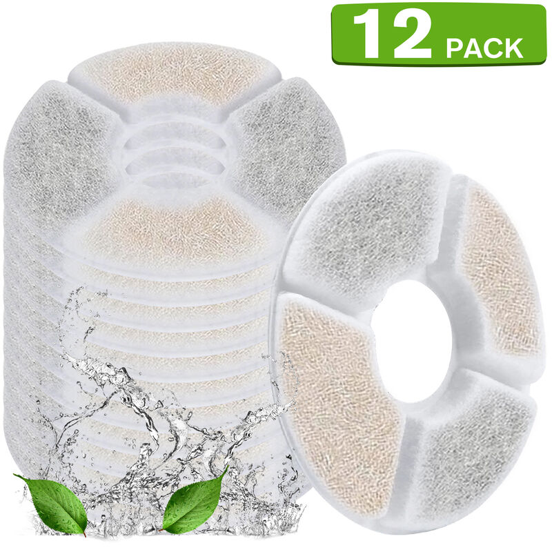 Filtres De Fontaine A Eau Pour Chat Filtres De Remplacement Pour 84 Oz / 2.5L De Compagnie 3 Systeme De Filtration, 12 Pcs