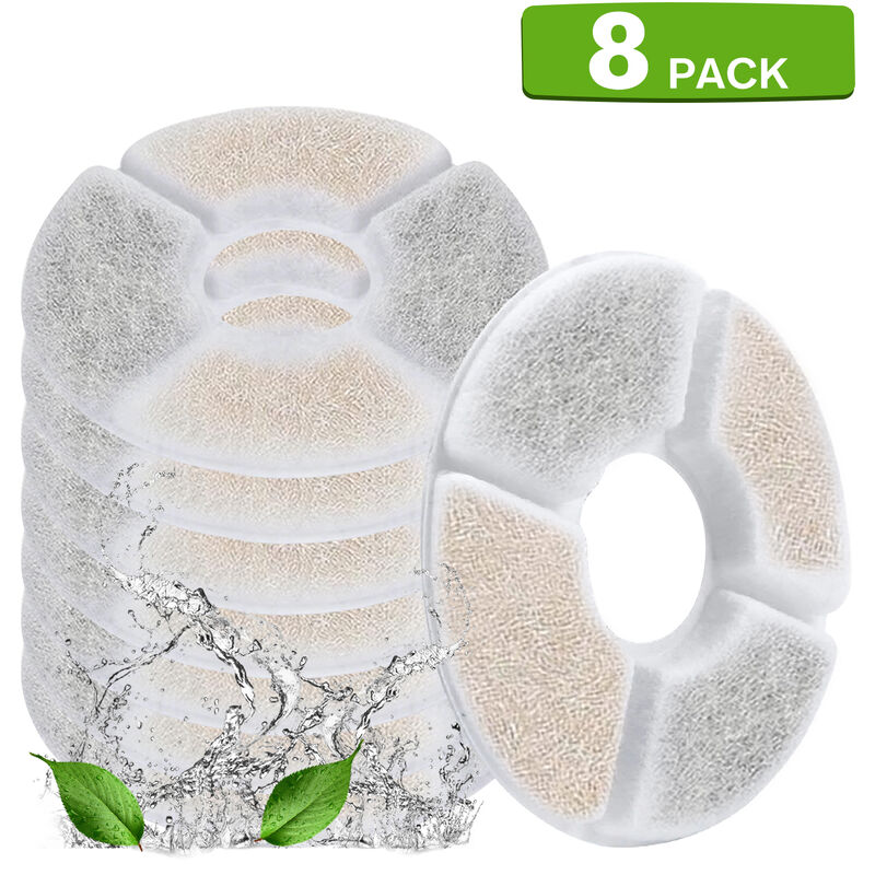 Filtres De Fontaine A Eau Pour Chat Filtres De Remplacement Pour 84 Oz / 2.5L De Compagnie 3 Systeme De Filtration, 8 Pcs