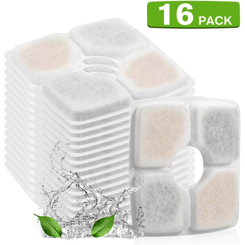 Filtres De Fontaine A Eau Pour Chat Filtres De Remplacement Pour 84 Oz / 2.5L Espace De Filtre Carre Fontaine A Eau Automatique, 16Pcs