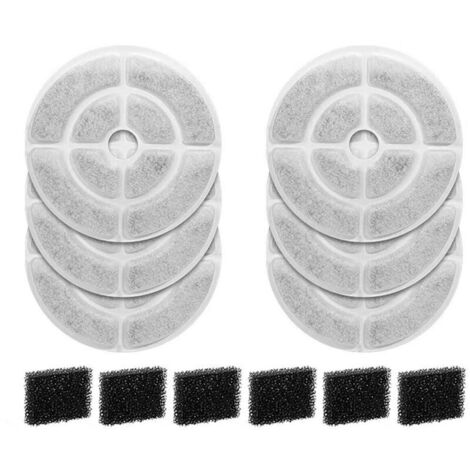 Filtres de Fontaine à Eau pour Chien de 18 cm, Triple système de Filtration pour Chien de Compagnie Filtre Fontaine de Remplacement pour 2.5Gal / 9.5L Chien Bol Filtre