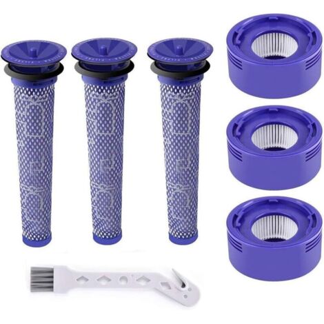 Filtres de rechange pour aspirateur Dyson V7/V8 – 3 préfiltres + 3 postfiltres, référence 965661-01 et 967478-01