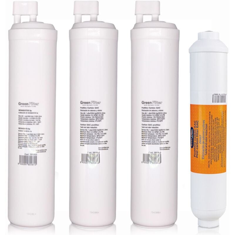Ionfilter - Kit 4 Filtres de remplacement pour osmoseur type cs avec post-filtre fileté m 1/4'