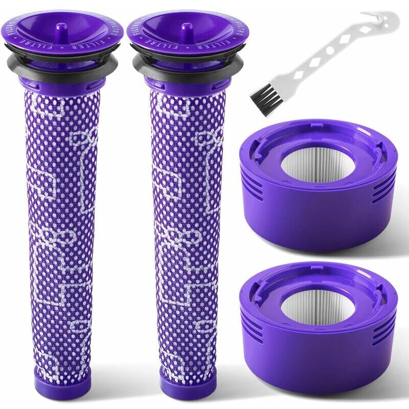 Filtres pour Aspirateur Dyson V7 V8 Animal Absolute Motorhead 2 post-filtres hepa et 2 pré-filtres pour dyson 965661-01 et 967478-01 Violet