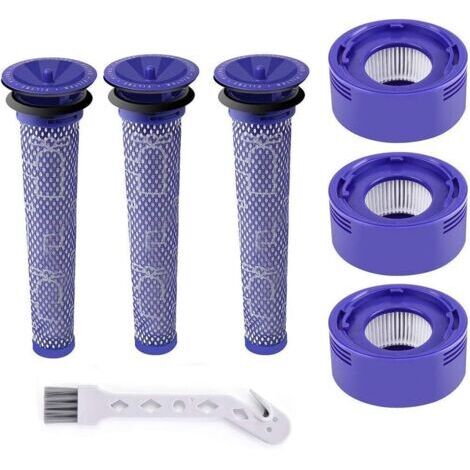 Filtres pour Dyson V8,V7,3 Pré-filtres et 3 Post-filtres pour Dyson V7 V8 Absolute Animal Motorhead Aspirateur, Rechange les Pièces  965661-01 ,967478-01