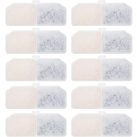 Filtres pour fontaines à eau pour chats, compatibles avec les fontaines de 3 L, charbon actif, résine, lot de 10