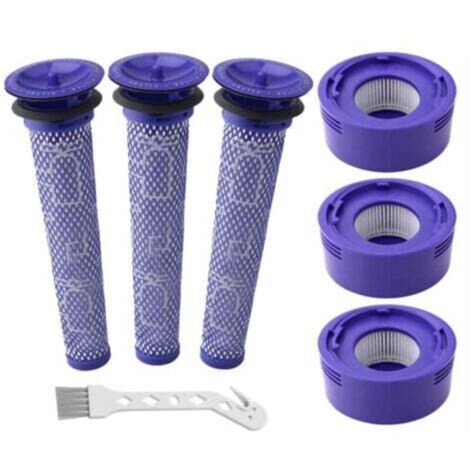 Filtri Dyson V8, confezione da 6 filtri di ricambio per aspirapolvere Dyson V6 Absolute Animal e Motorhead, inclusi 3 filtri HEPA posteriori e 3 prefiltri. Codici articolo: 965661-01 e 967478-01.