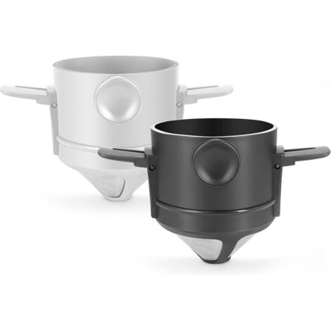 filtri per caffè riutilizzabili in acciaio inox, senza carta, per la preparazione manuale del caffè, permanenti, portatili, ad alta precisione, in acciaio inox 304, filtro per tè - Nero + Bianco