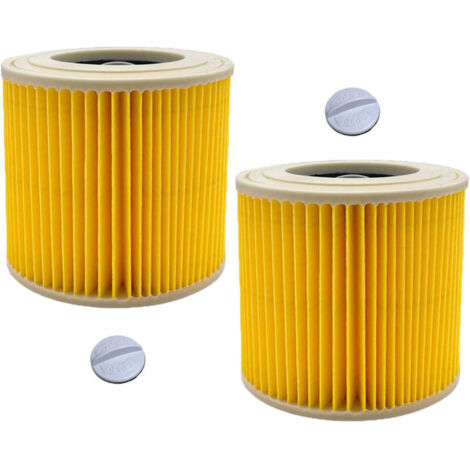 Filtro a cartuccia, confezione da 2 filtri per aspirapolvere Kärcher, per Kärcher WD3 Premium, WD2, WD3, WD3P, MV2, MV3 - Filtro WD3 - Filtro di ricambio per aspirapolvere Kärcher 6.414-552.0/64145520