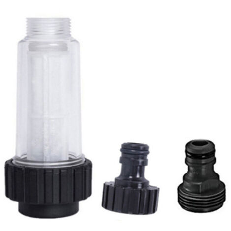 Filtro acqua per idropulitrici ad alta pressione, attacco da 3/4", con 2 raccordi a innesto, filtro a sabbia per pompe dell'acqua, compatibile con i modelli Kärcher da K2 a K7 e pompe da giardino.