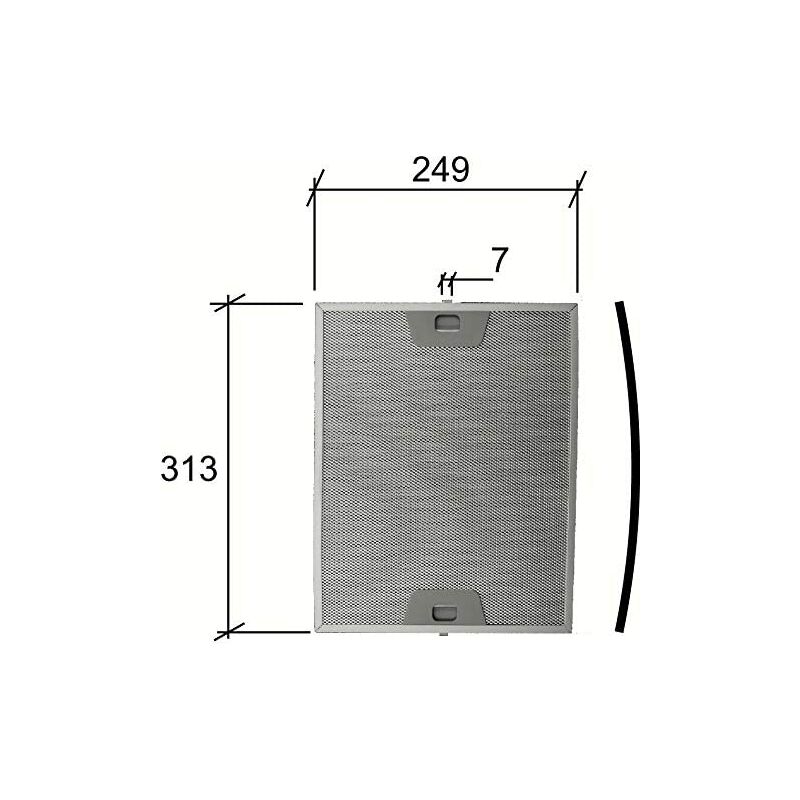 Filtro alluminio curvo per cappe faber mm.249 x 313 x 9 no originale f 260