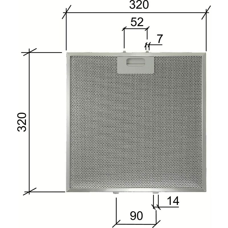 Filtro cappa elica / samsung / hotpoint / ikea mm.320 x 320 x 9 f 258