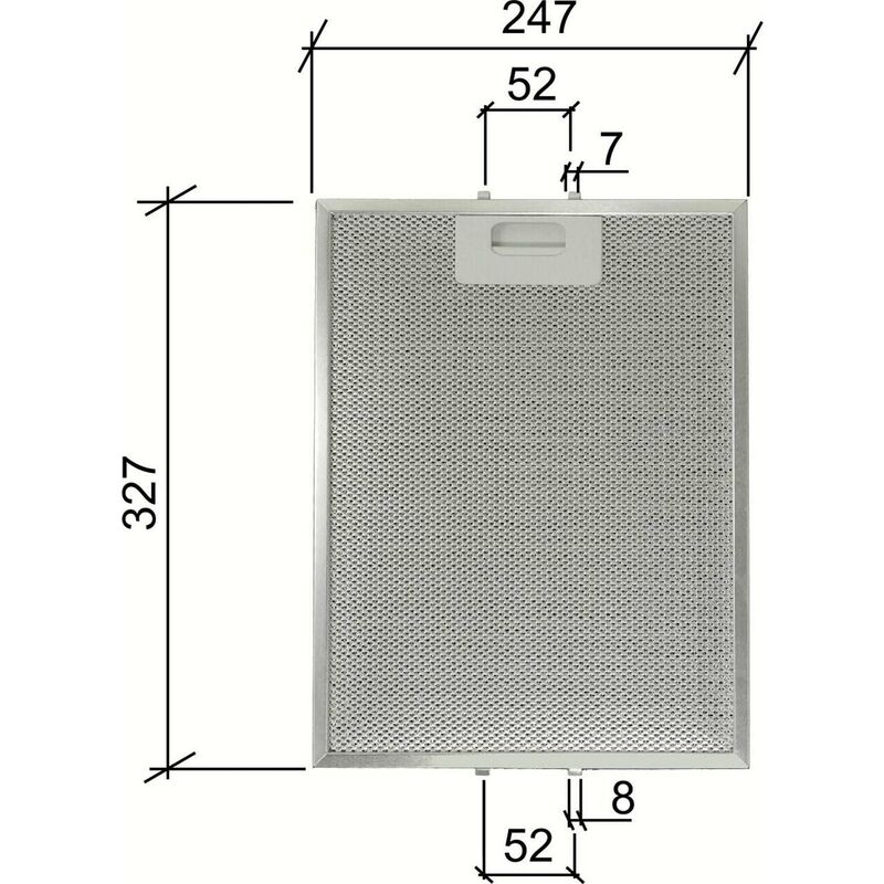 Filtro alluminio per cappe mm.247 x 327 x 9 Antigrasso Universale turboair elica aeg 2 dentini f 243