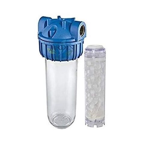 Filtro Antical polifosfatos piedras 1", recomendado electrodomésticos y griferías. Vaso contenedor incluido