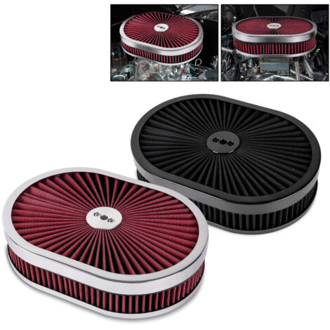 Filtro aria ovale 1 x 12 pollici x 2 pollici / pulitore per condotti dell'aria, compatibile con un'interfaccia da 5-1/8 pollici, nero.