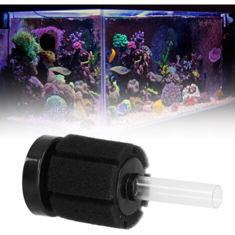 Filtro bioquímico silencioso de esponja para acuarios con aireación: material filtrante de plástico y esponja para acuarios (102 g, 12,7 x 5,2 cm) con manguera corta.