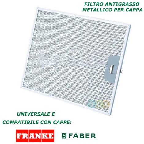 Filtro Cappa Alluminio Metallico 253 x 300 x 8 mm Antigrasso Faber Universale Franke
