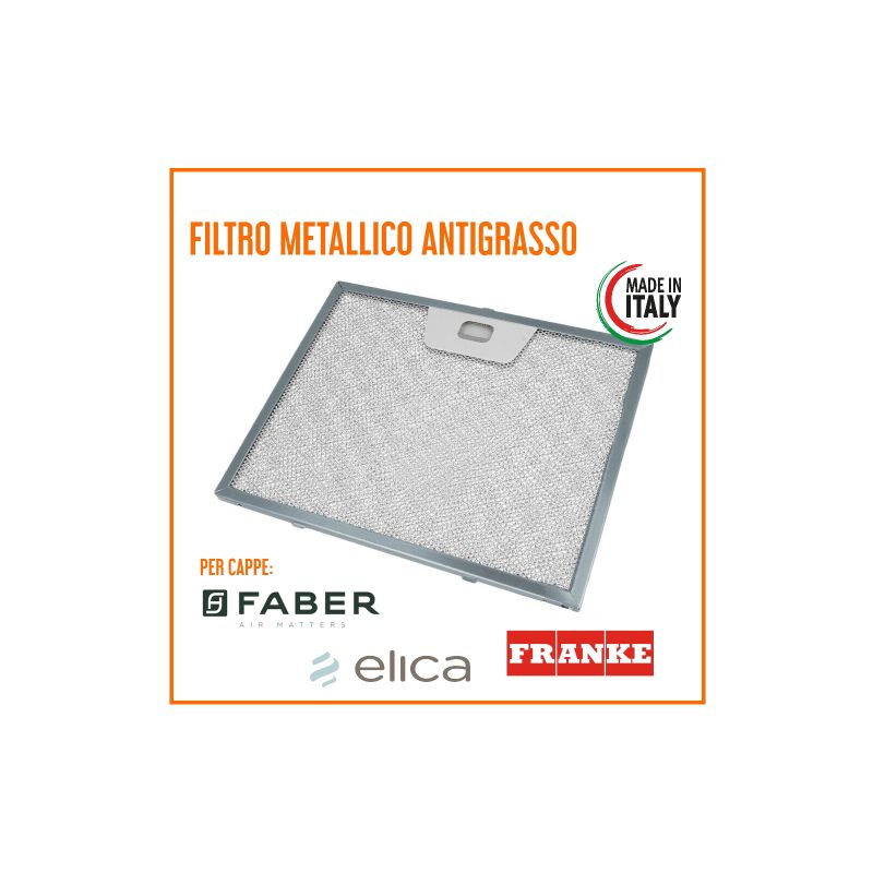 Image of Filtro Cappa Metallico Alluminio Antigrasso 235x189x8 mm FABER ARISTON ELICA TURBOAIR