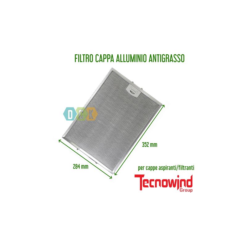 Image of Dck Group - Filtro Cappa Metallico Alluminio Tecnowind 284 mm x 352 mm Antigrasso Cappa Aspirante