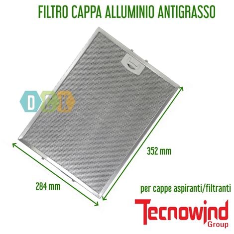 Filtro Cappa Metallico Alluminio Tecnowind 284 mm x 352 mm Antigrasso Cappa Aspirante