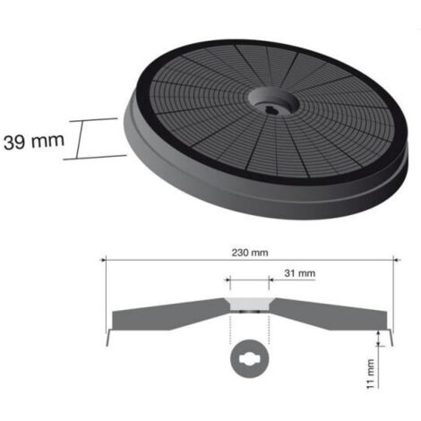 Filtro carbone Elica Ø23 cm cappa aspirante 40FC98