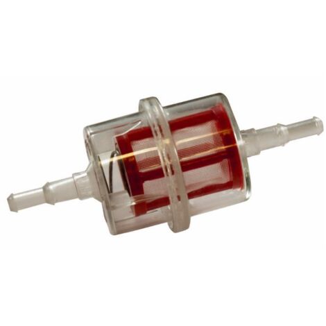 Filtro carburante in plastica con cartuccia in rete made in Italy lungo 120 mm e Ø 6/8 mm