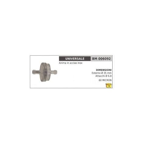 Filtro carburatore anima acciaio inox UNIVERSALE Ø esterno 35mm Ø attacchi 6,8mm