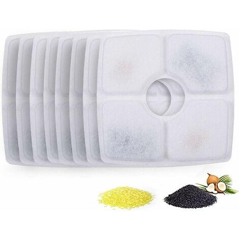 Filtro cuadrado para fuente de gato, filtro de agua para fuente de gato con carbón activado y resina para fuente, 8 Uds.