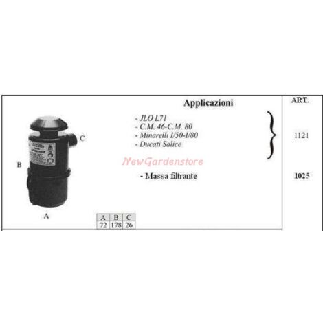 Filtro de aceite JLO para motocultor L71 1121