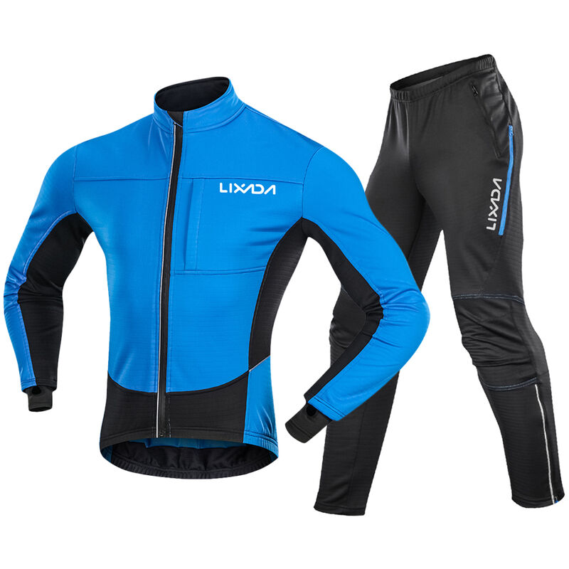 

conjunto de ropa de ciclismo para hombre, impermeable, a prueba de viento, polar termico, de manga larga, chaqueta de bicicleta, Jersey con