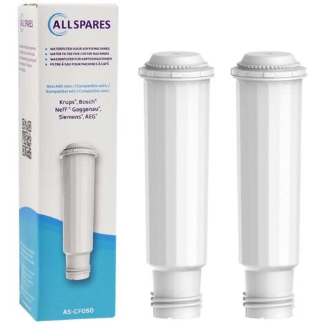 Filtro de agua AllSpares (2 unidades) apto para máquinas de café expreso Krups, filtro de repuesto para Krups F088 y Bosch/Siemens TCZ6003/TZ60003