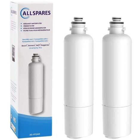 Filtro de agua AllSpares (2 unidades) para frigorífico UltraClarityPro compatible con Bosch, Siemens y Neff 11032518/KSZ50UCP